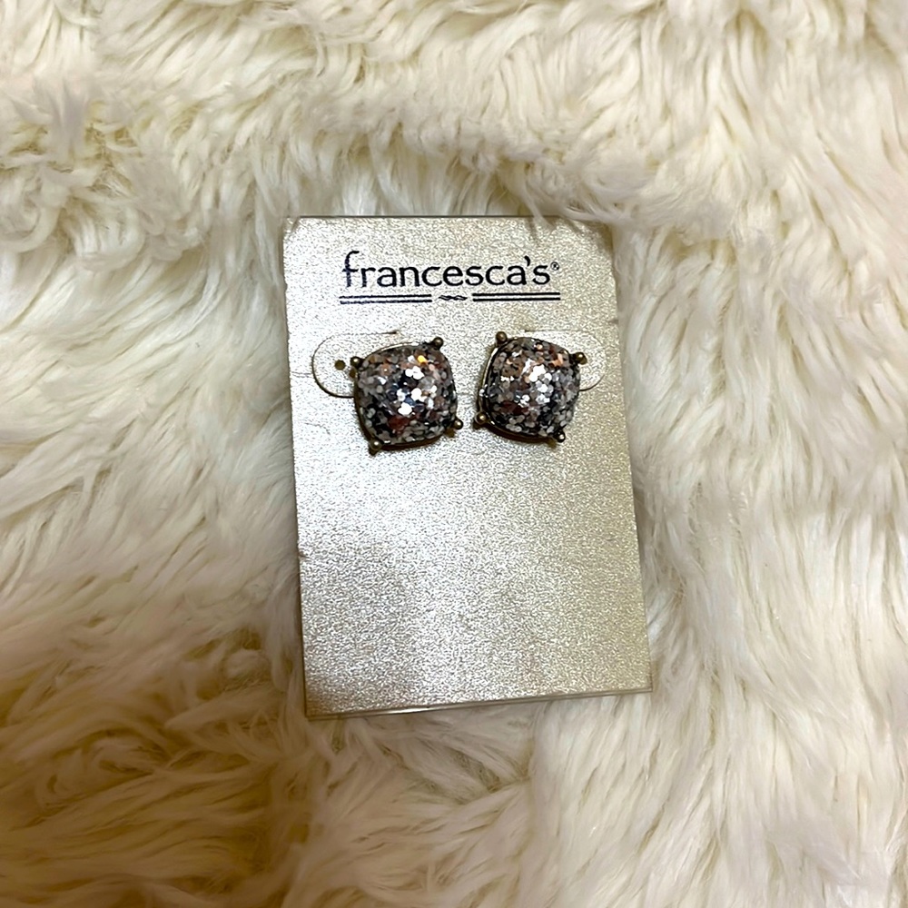 Silver Glitter Earrings
